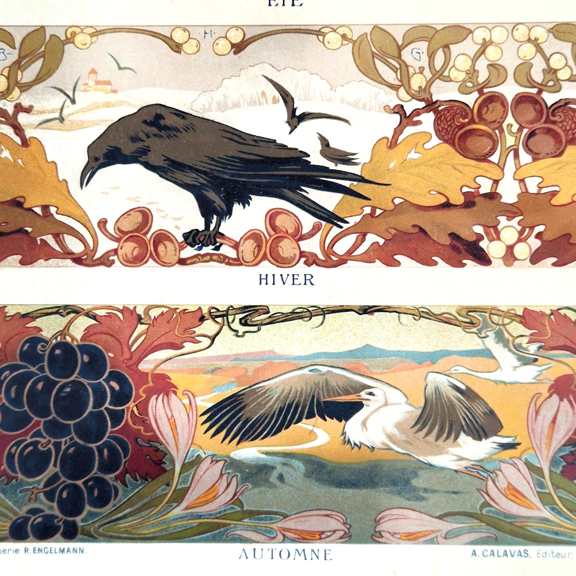 french art nouveau lithograph the seasons