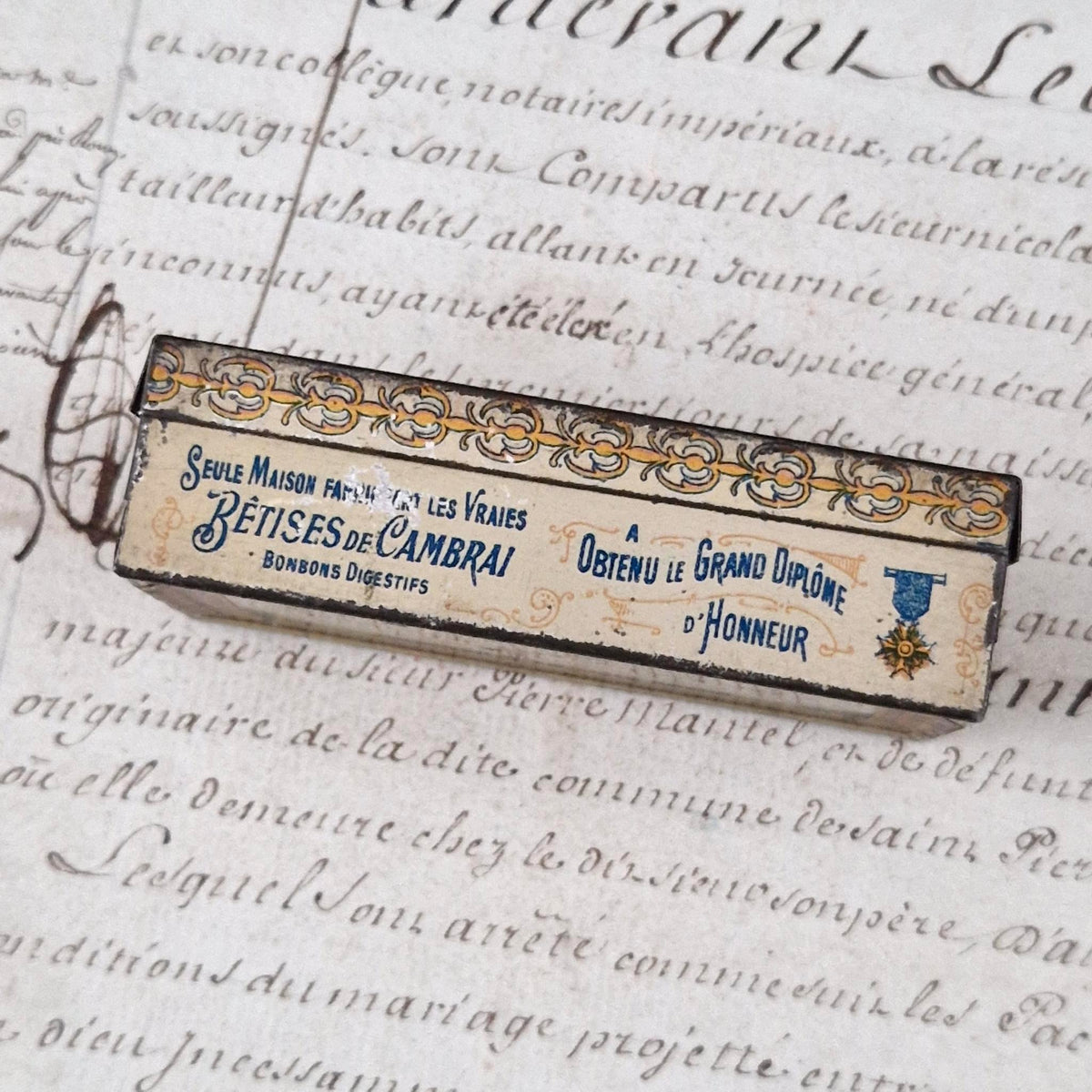 Rare advertising tin “Bêtises de Cambrai – Afchain” 