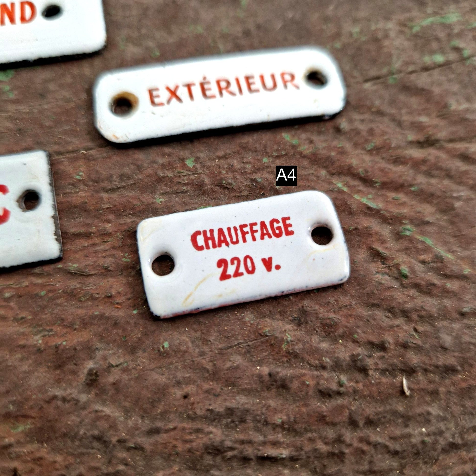 french enamel small labels industrial