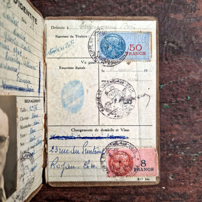 french id card 1940s paper