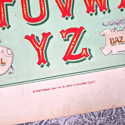 french lithograph lettering barber