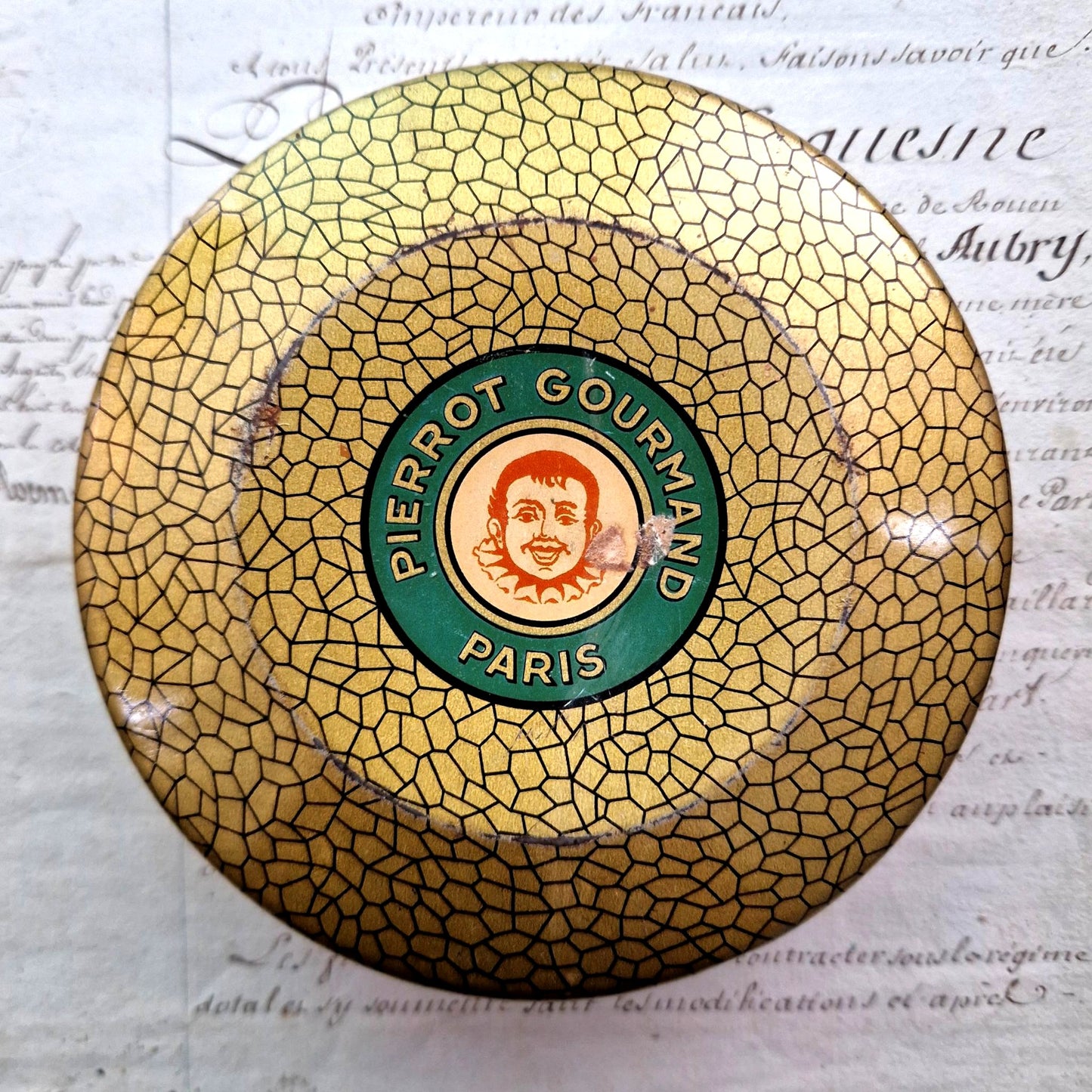 french lithographed candy tin