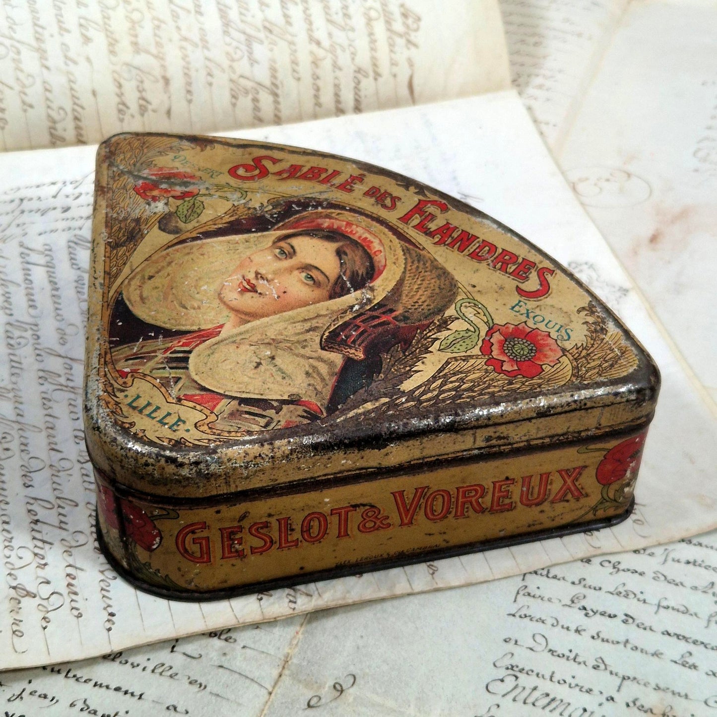 french lithographed tin geslot voreux 1900s