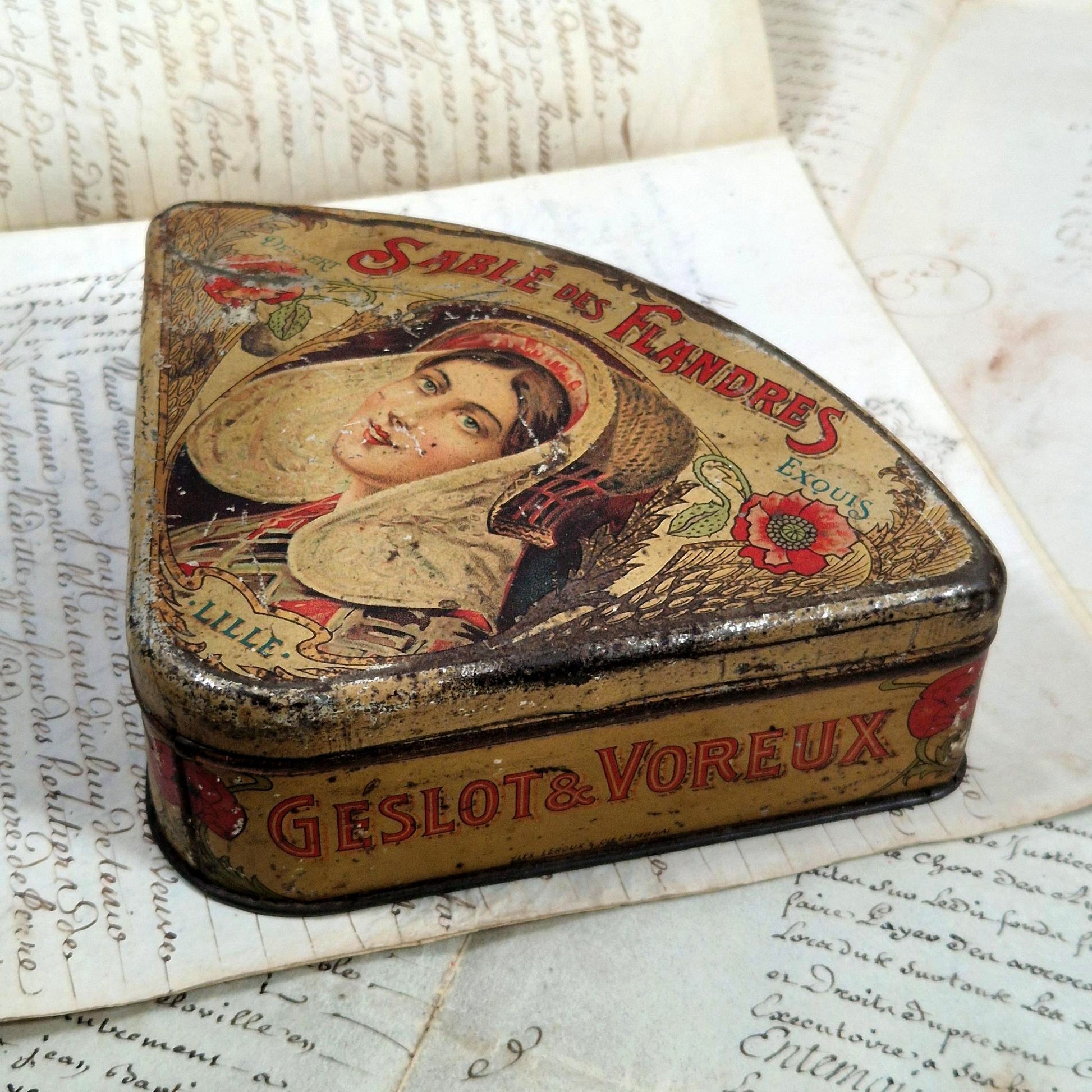 french lithographed tin geslot voreux 1900s