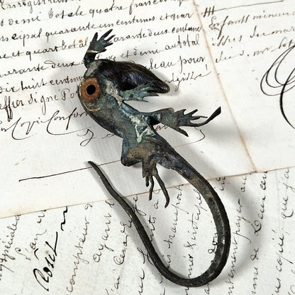 french naturalistic bronze lizard