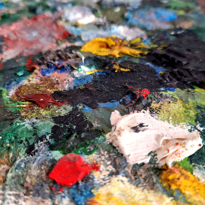 french painter palette mixed media style