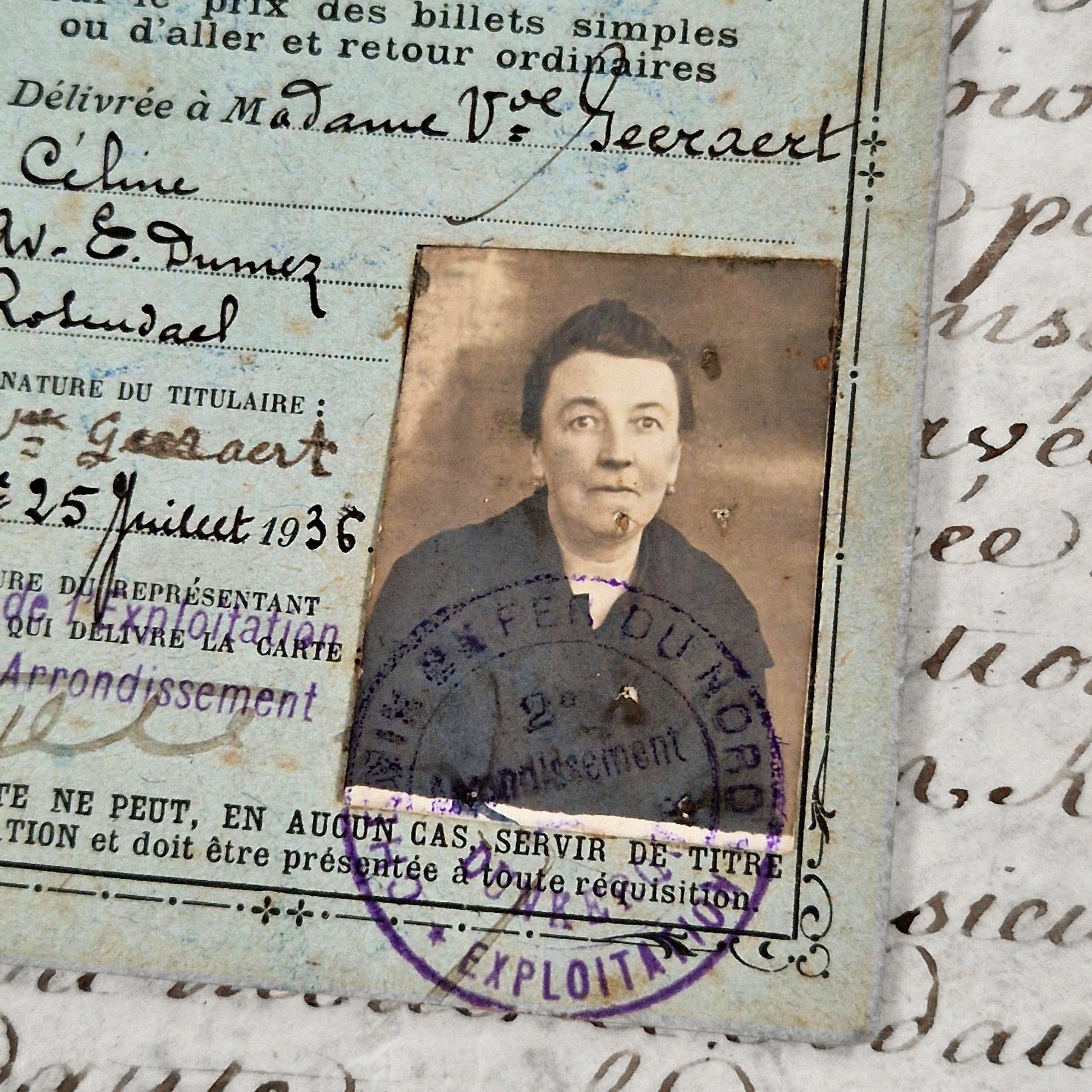 french railway family card 1936