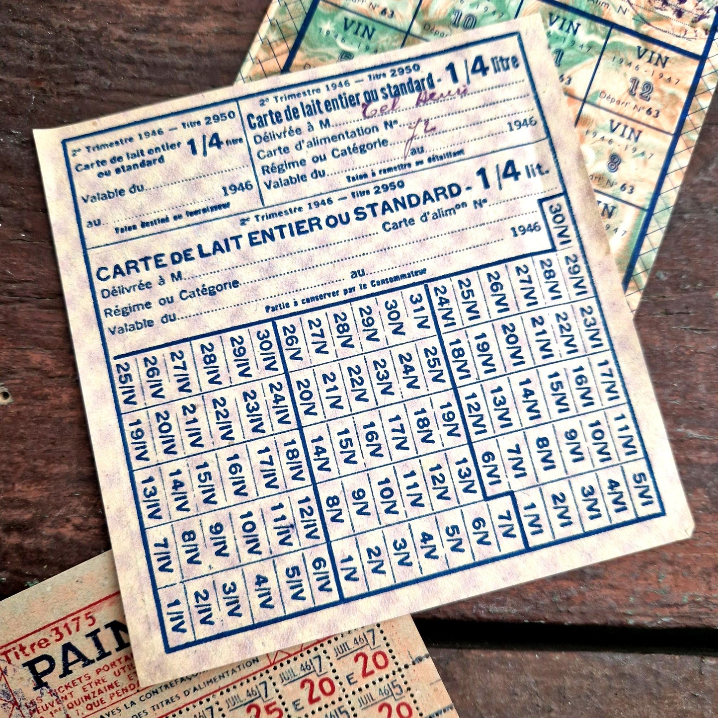 french ration cards 1945