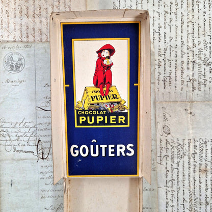 french retro packaging chocolat pupier