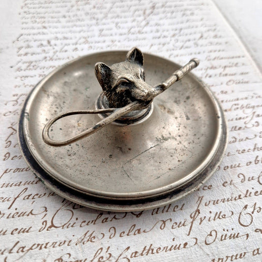 french silverplate fox ringdish