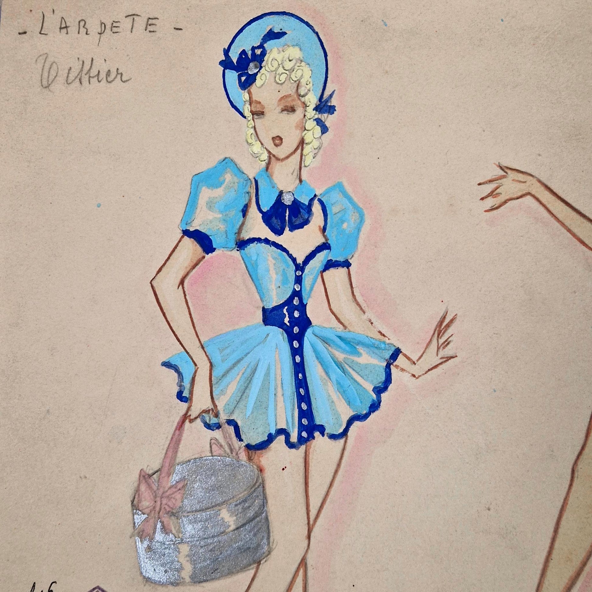 french theatre costume gouache 1940s