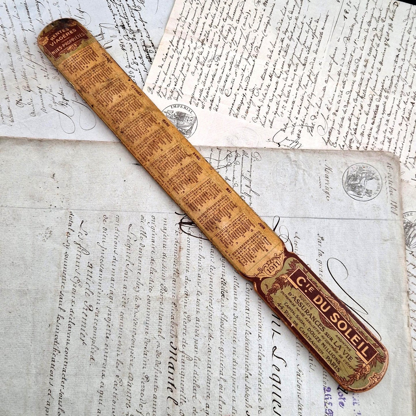french wooden letter opener calendar