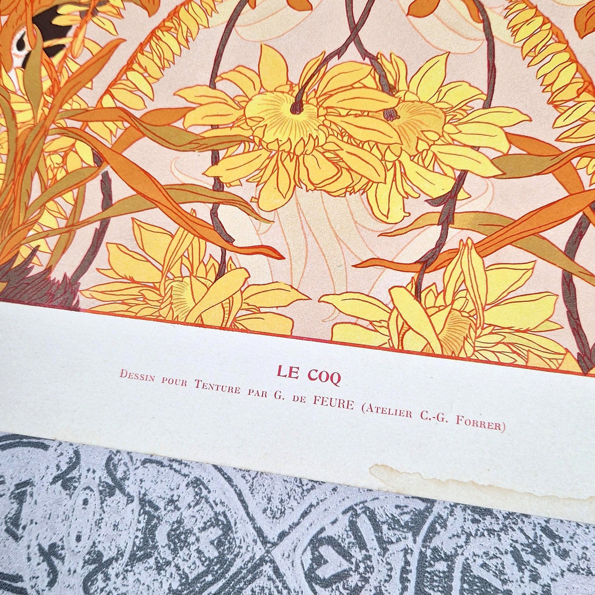 georges de feure art nouveau rooster lithograph