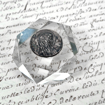 glass paperweight virgin mary