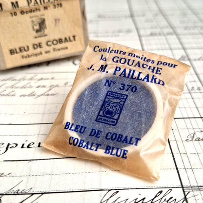 godets de gouache vintage bleu de cobalt
