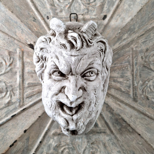 gothic demon face plaster sculpture