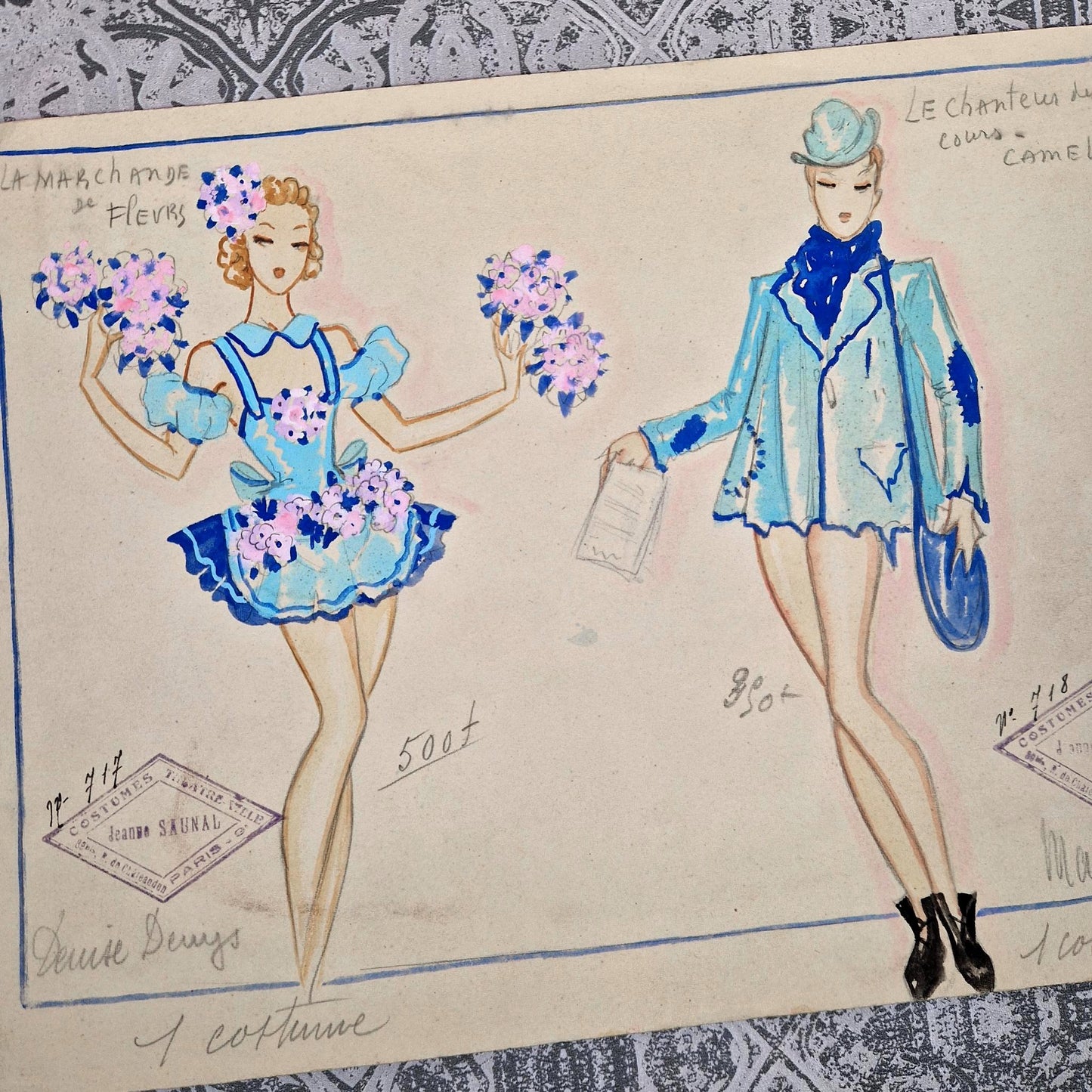 gouache costume theatre paris 1945