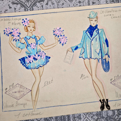gouache costume theatre paris 1945