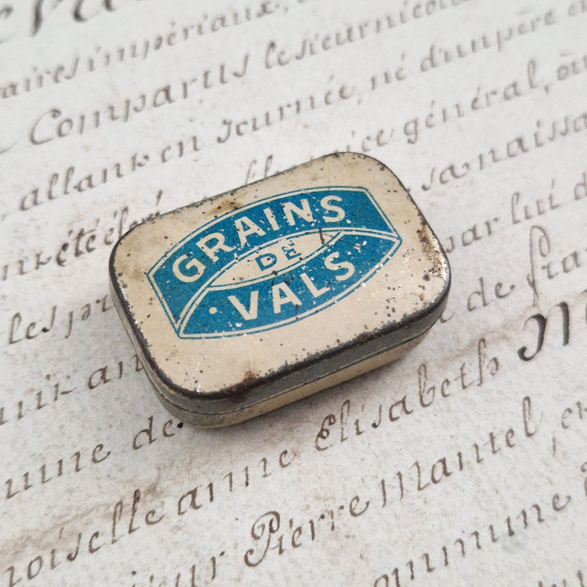 Vintage miniature box "Grains de Vals" – digestive medicine