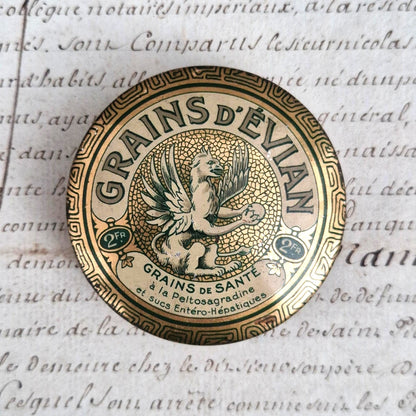 Rare boite Grains d'Évian dorée - Grains de santé - Vers 1920