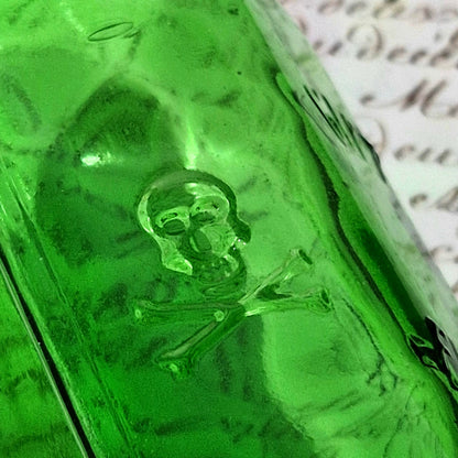 green glass skull poison flask 200ml