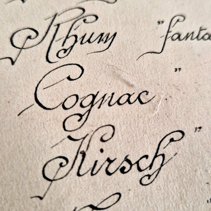 handwritten drink tariffs old cafe