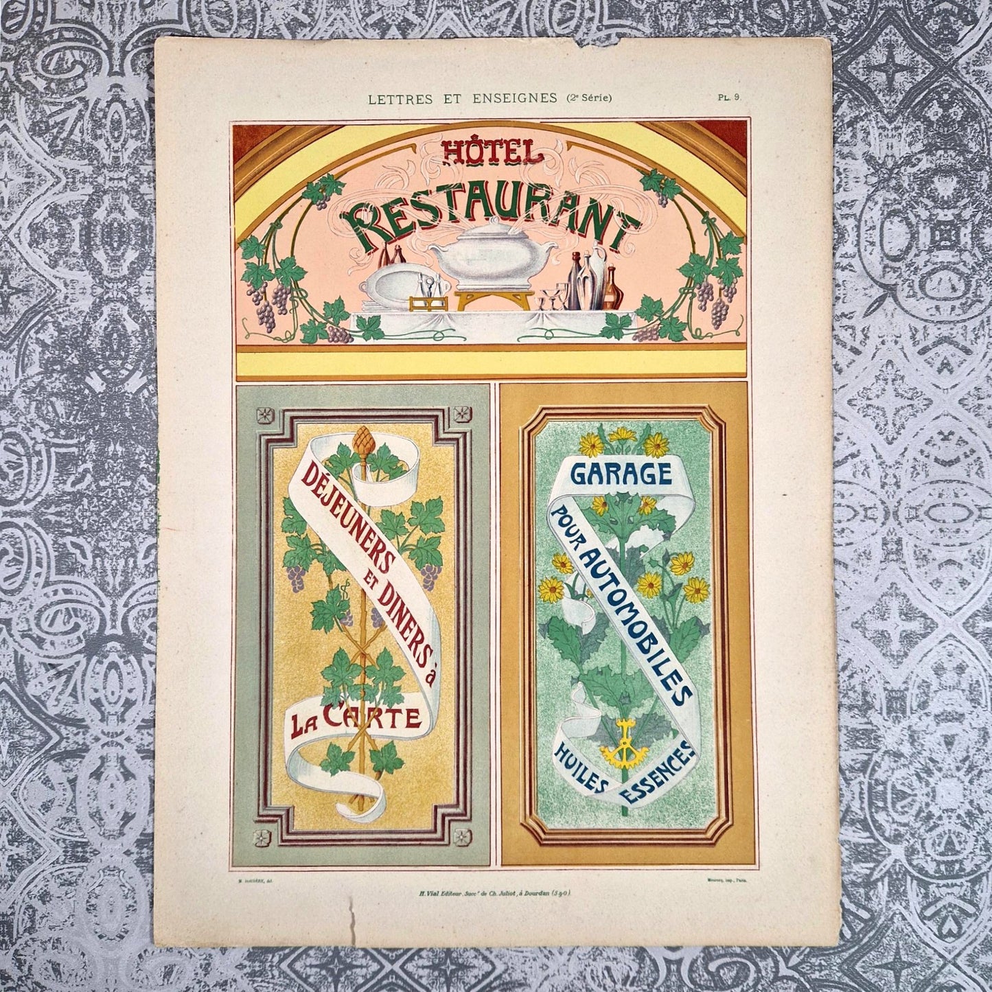 hotel restaurant garage affiche 1900