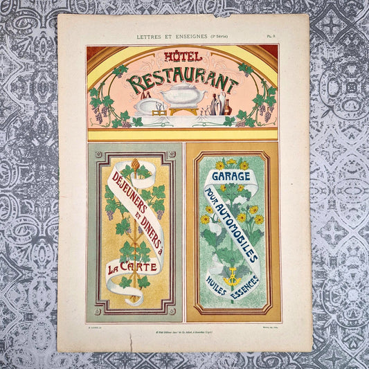 hotel restaurant garage affiche 1900