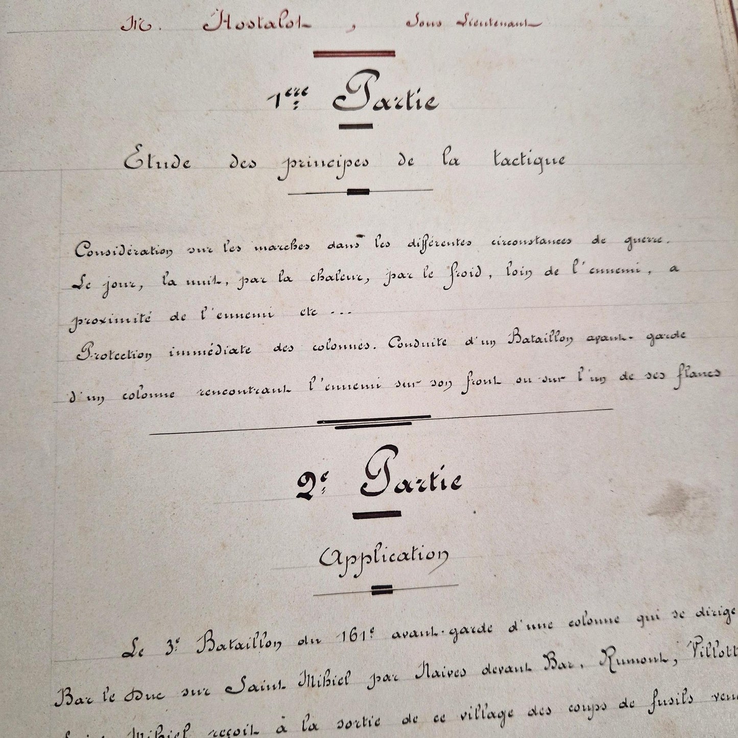 infantry tactics handwritten 1898