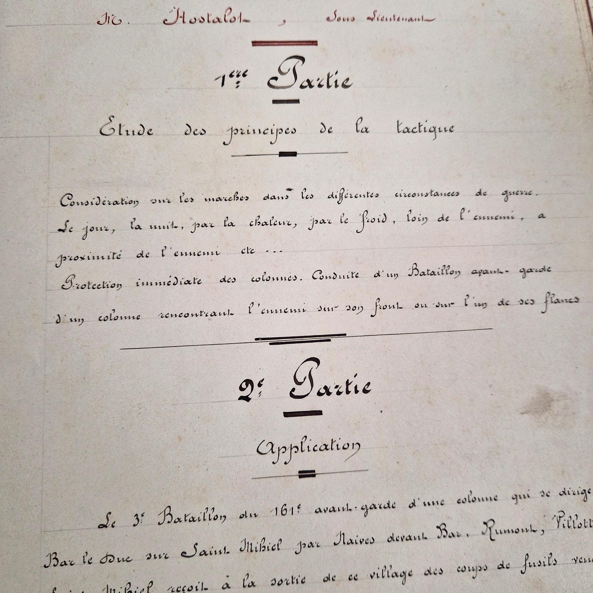 infantry tactics handwritten 1898