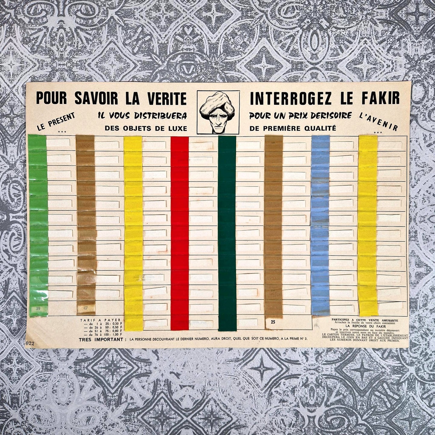 interrogez le fakir jeu de comptoir 1950