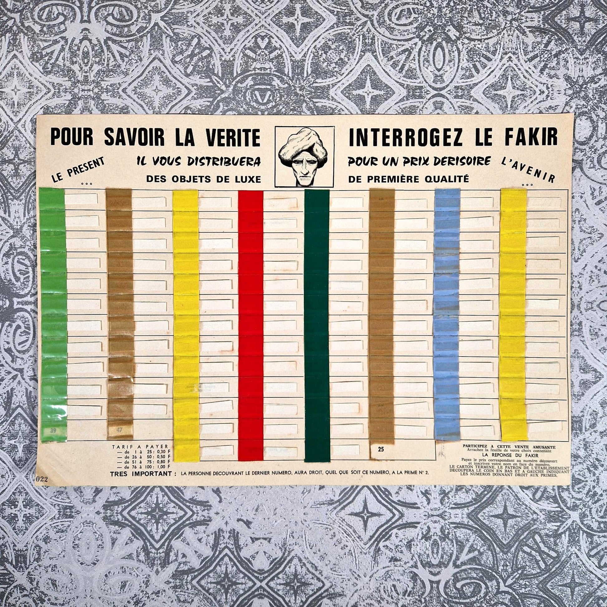 interrogez le fakir jeu de comptoir 1950