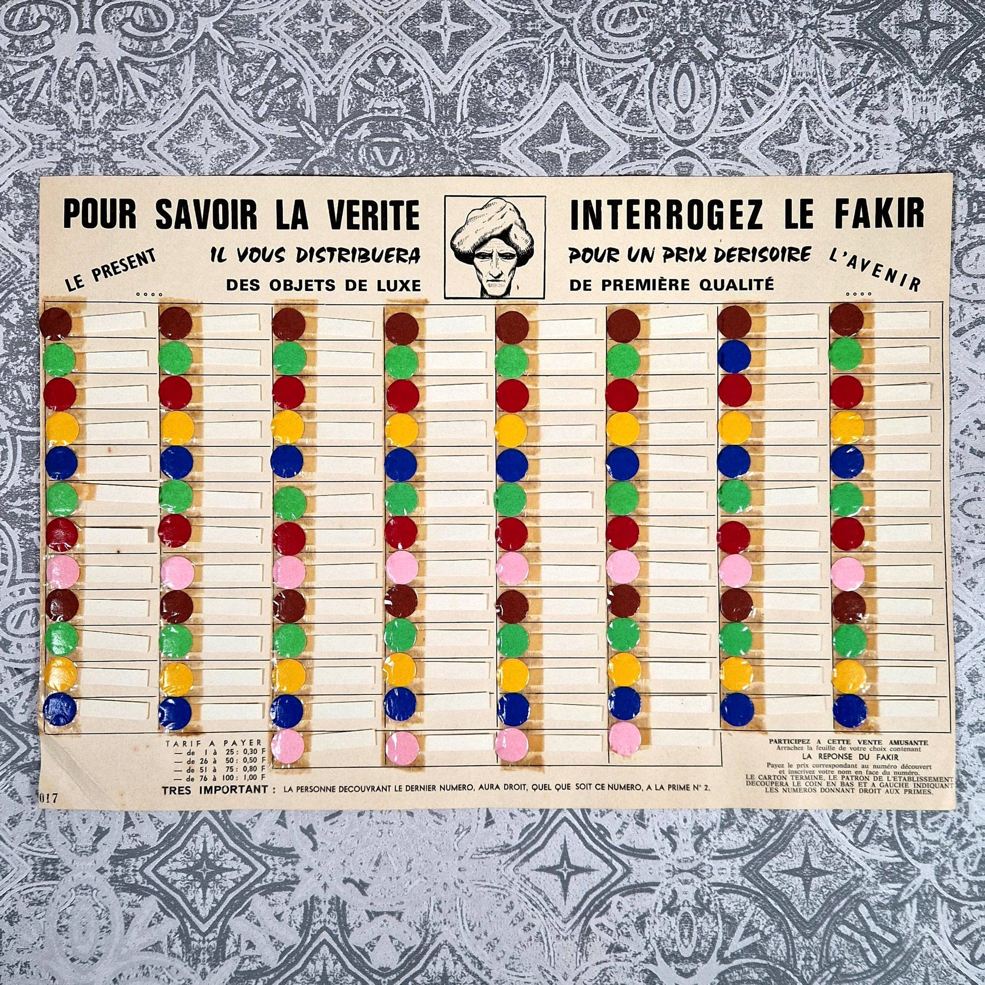 interrogez le fakir jeu loterie ancienne