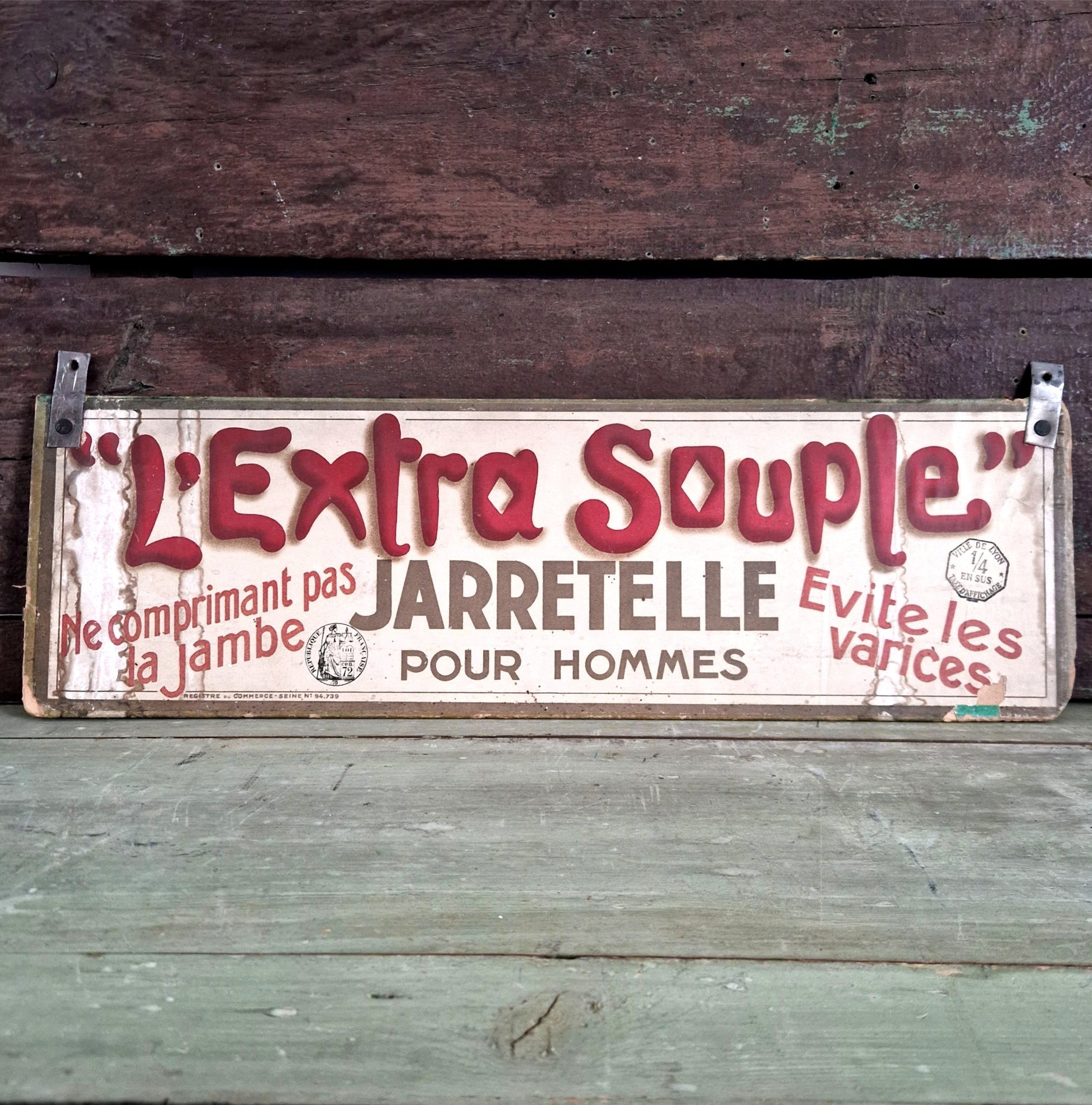 jarretelle homme affiche vintage textile