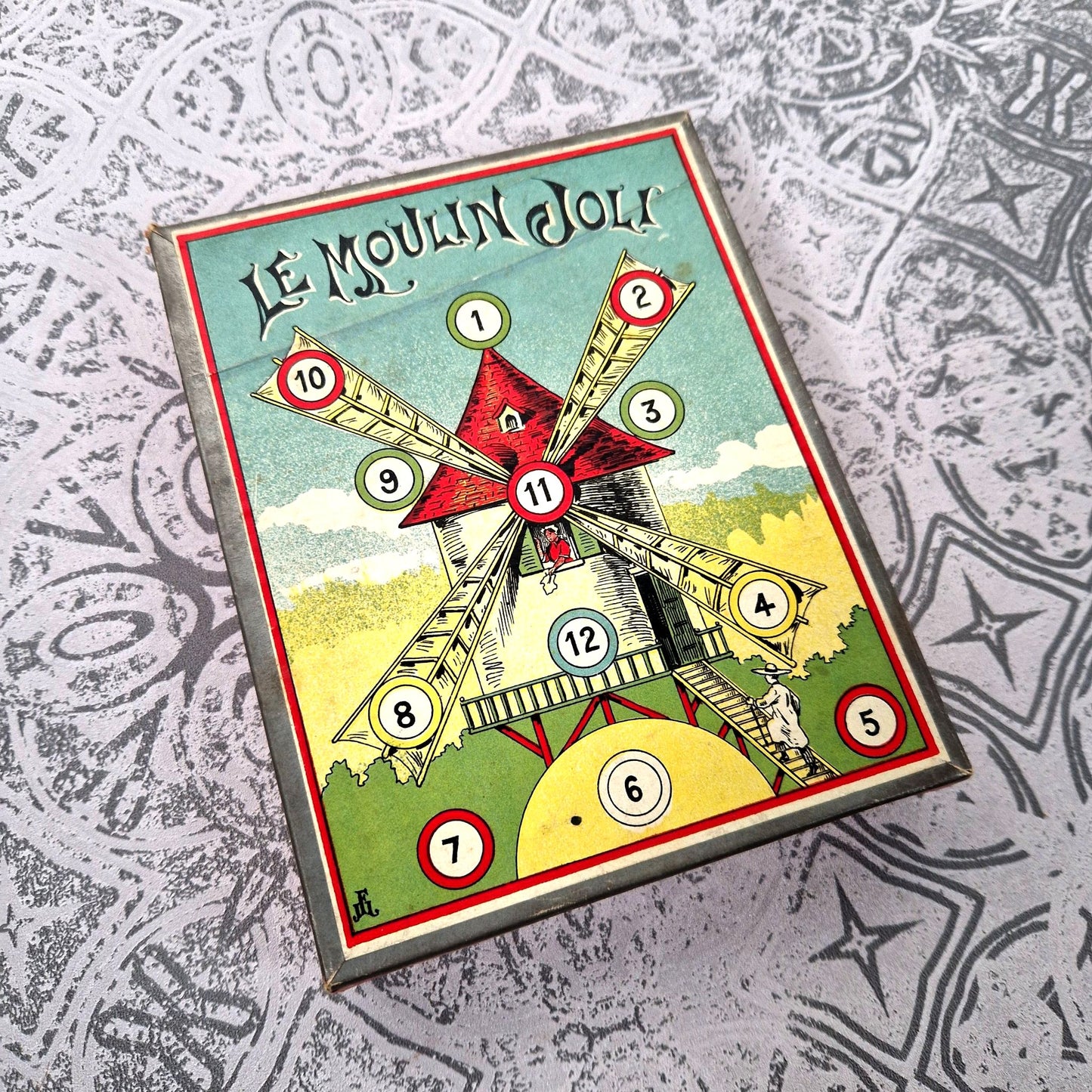 jeu patience boite moulin 1900