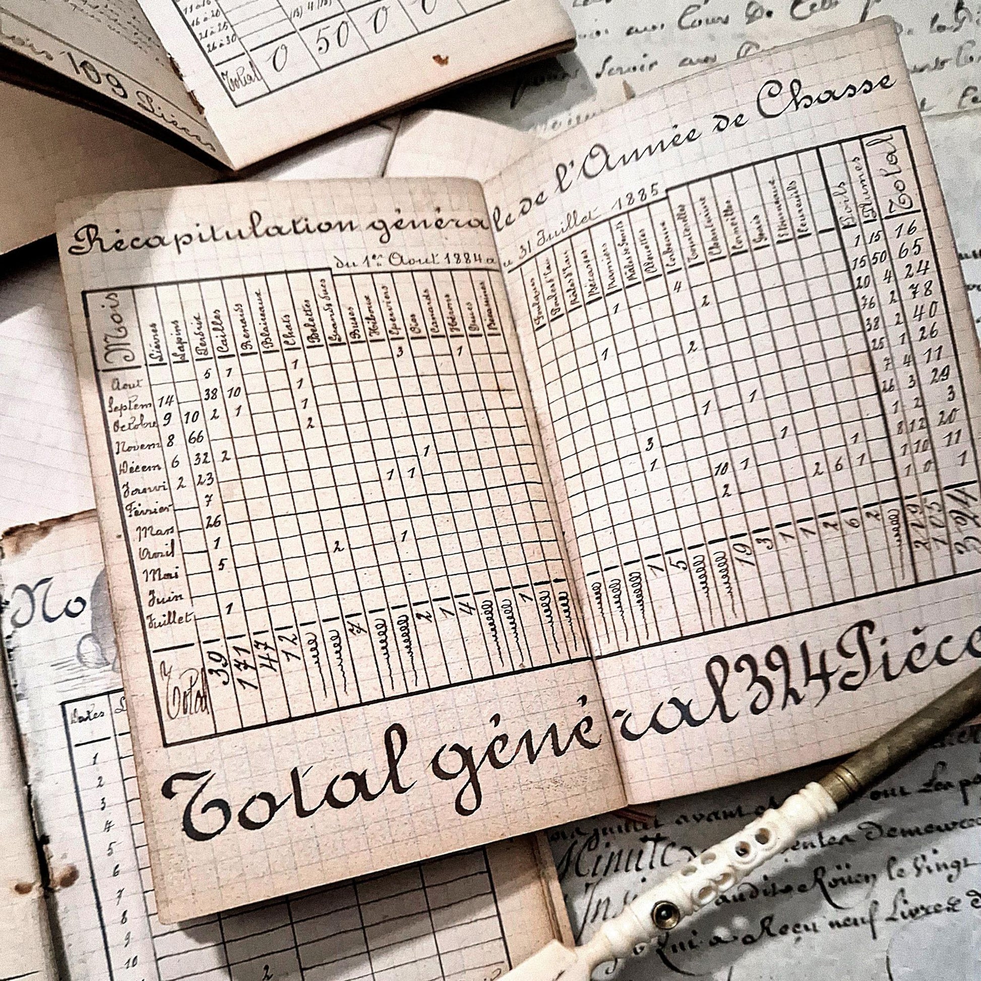 journal de chasse ancien calligraphie