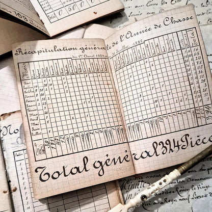 journal de chasse ancien calligraphie