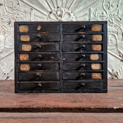 layette horloger noire 14 tiroirs bois