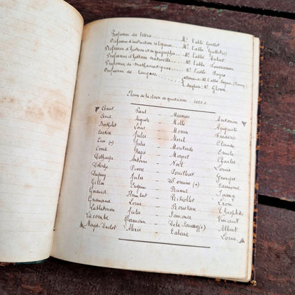 liste eleves cahier religieux quatrieme 1879