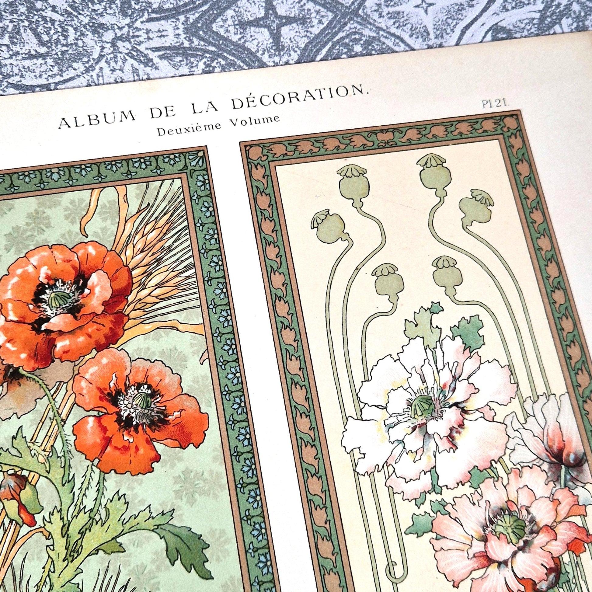 lithographie art nouveau fleurs calavas