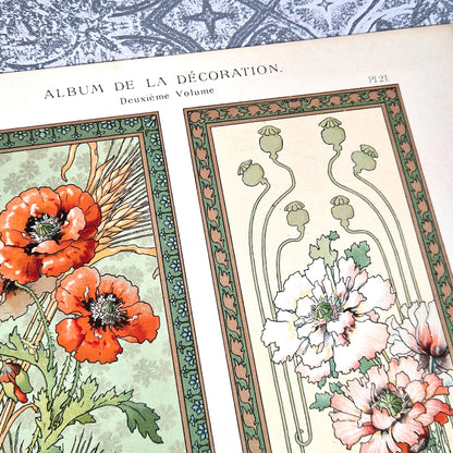 lithographie art nouveau fleurs calavas