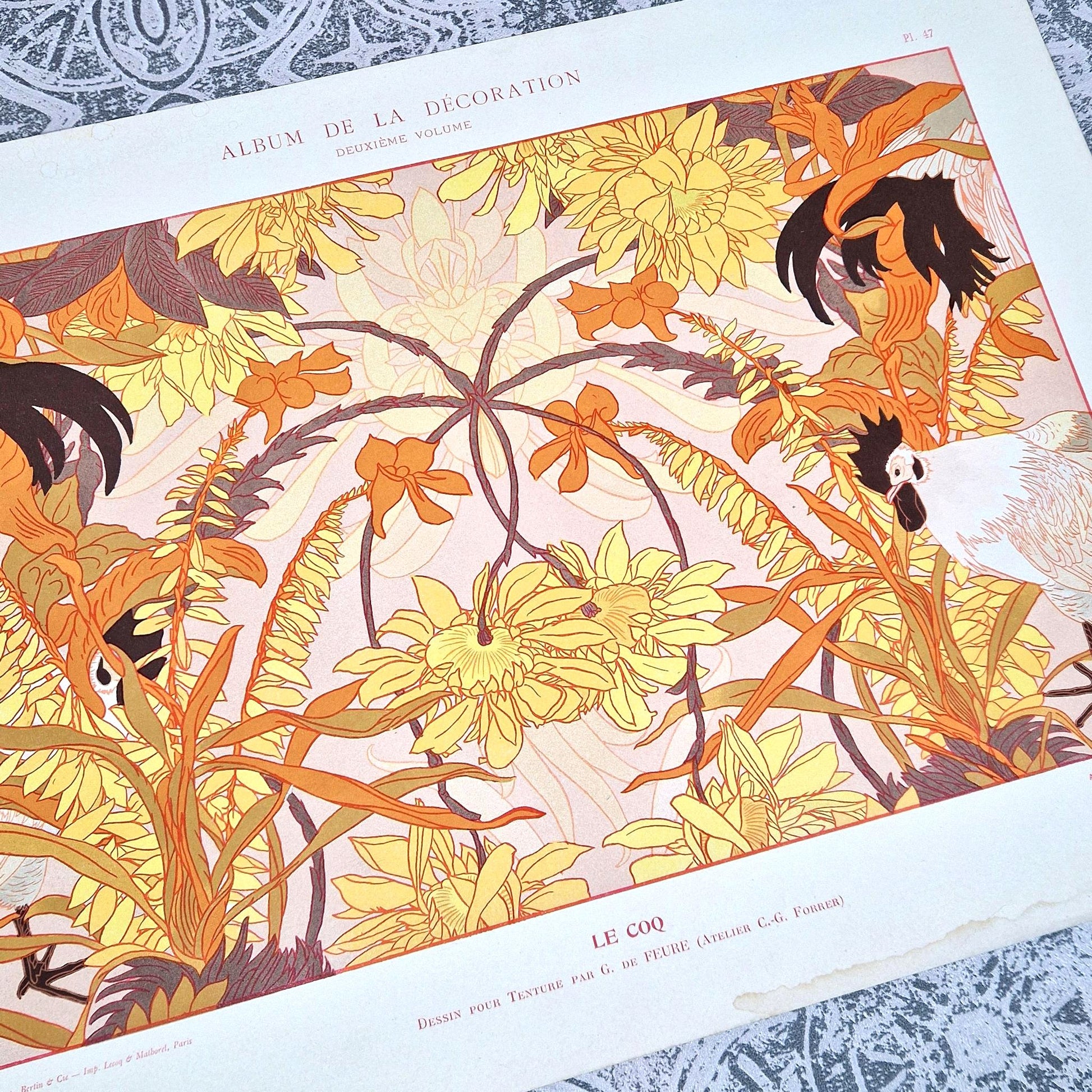 lithographie de feure motif tenture 1900