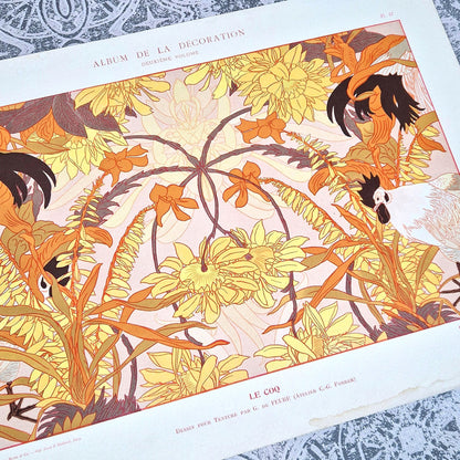 lithographie de feure motif tenture 1900