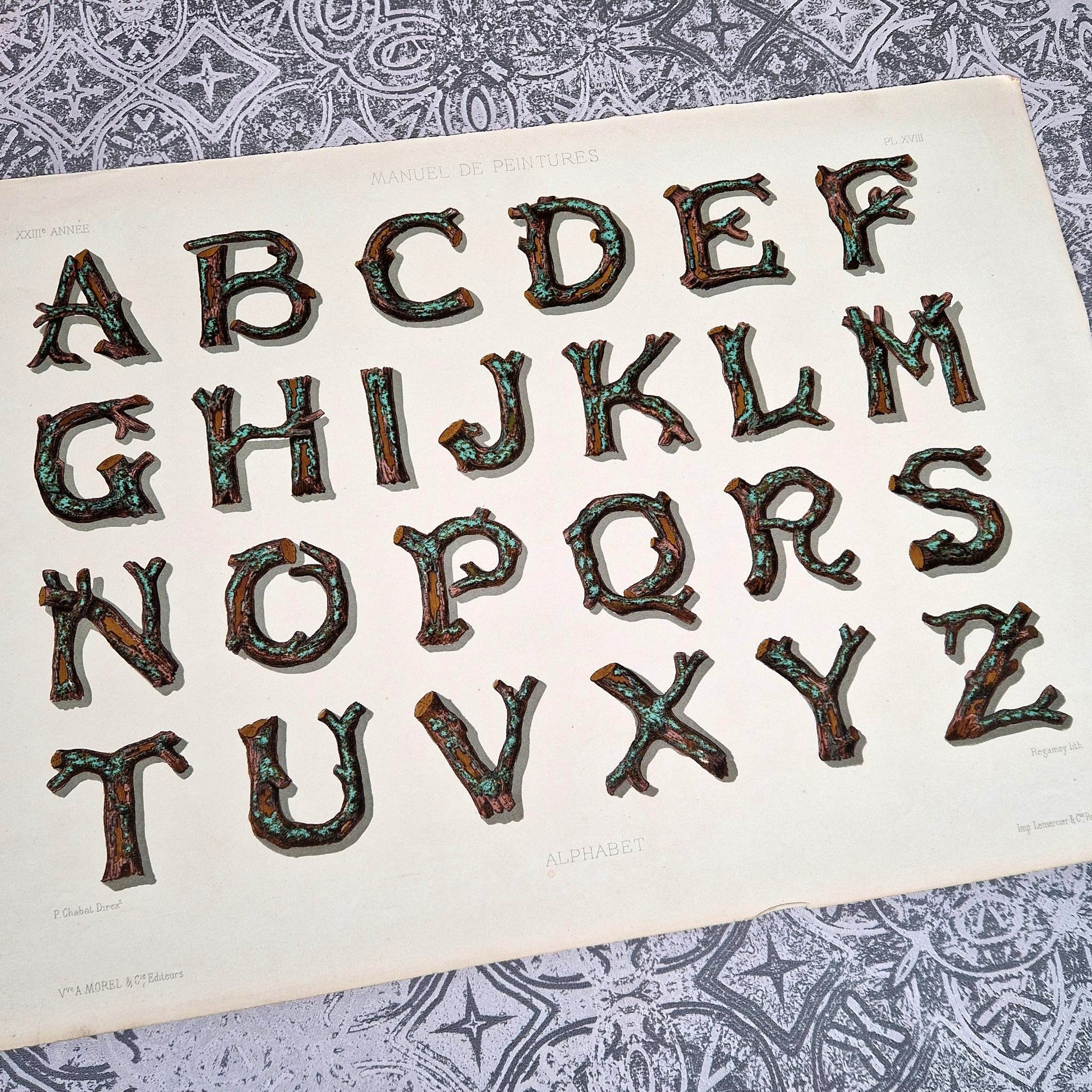 lithographie typographique art nouveau 1880