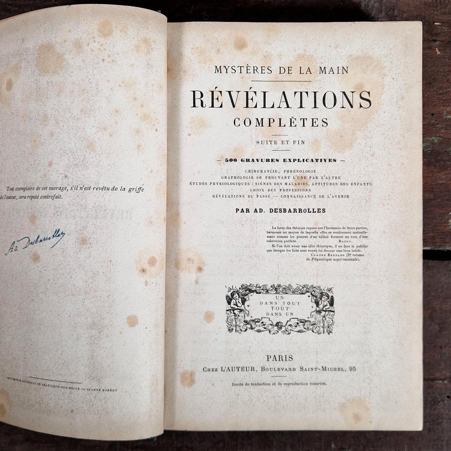 livre ancien chiromancie revelations completes