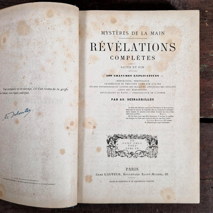 livre ancien chiromancie revelations completes
