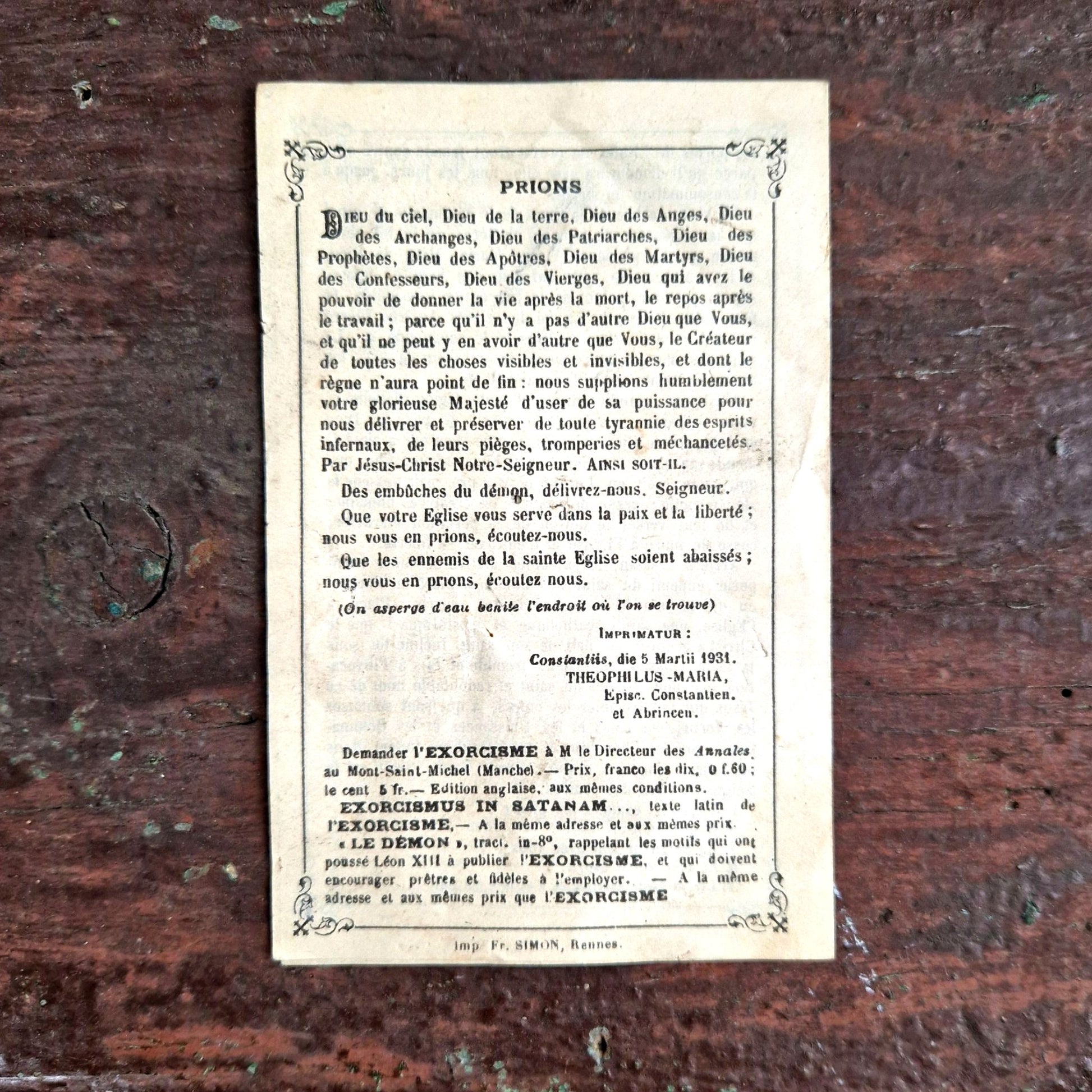 livret exorcisme catholique saint-michel