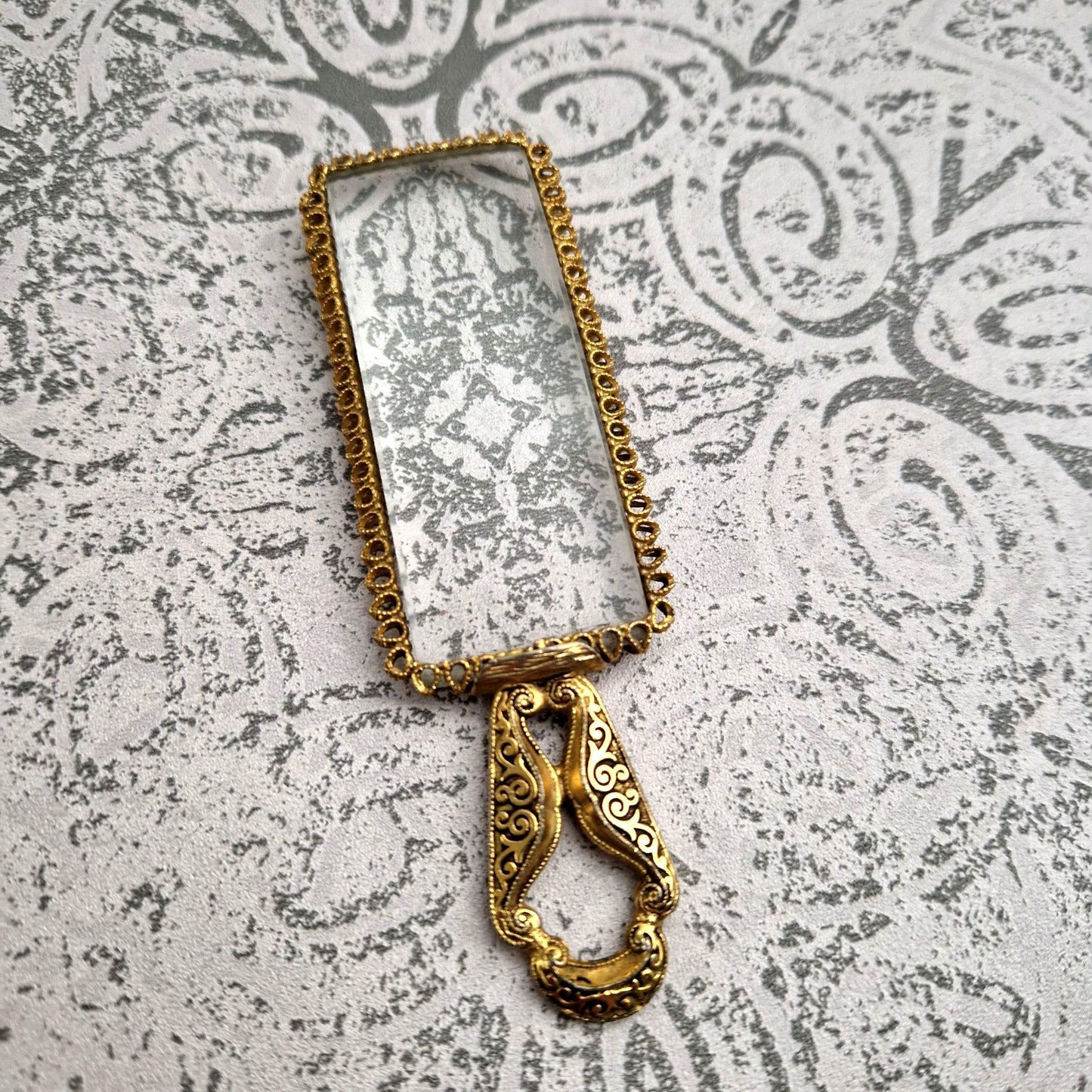 loupe ancienne laiton rectangulaire