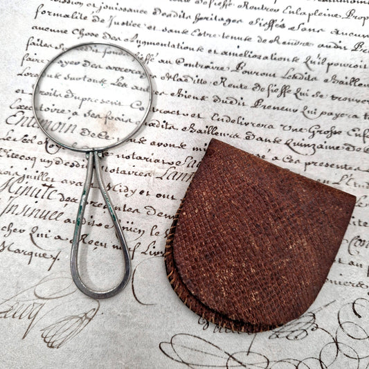 loupe ancienne pliable etui cuir