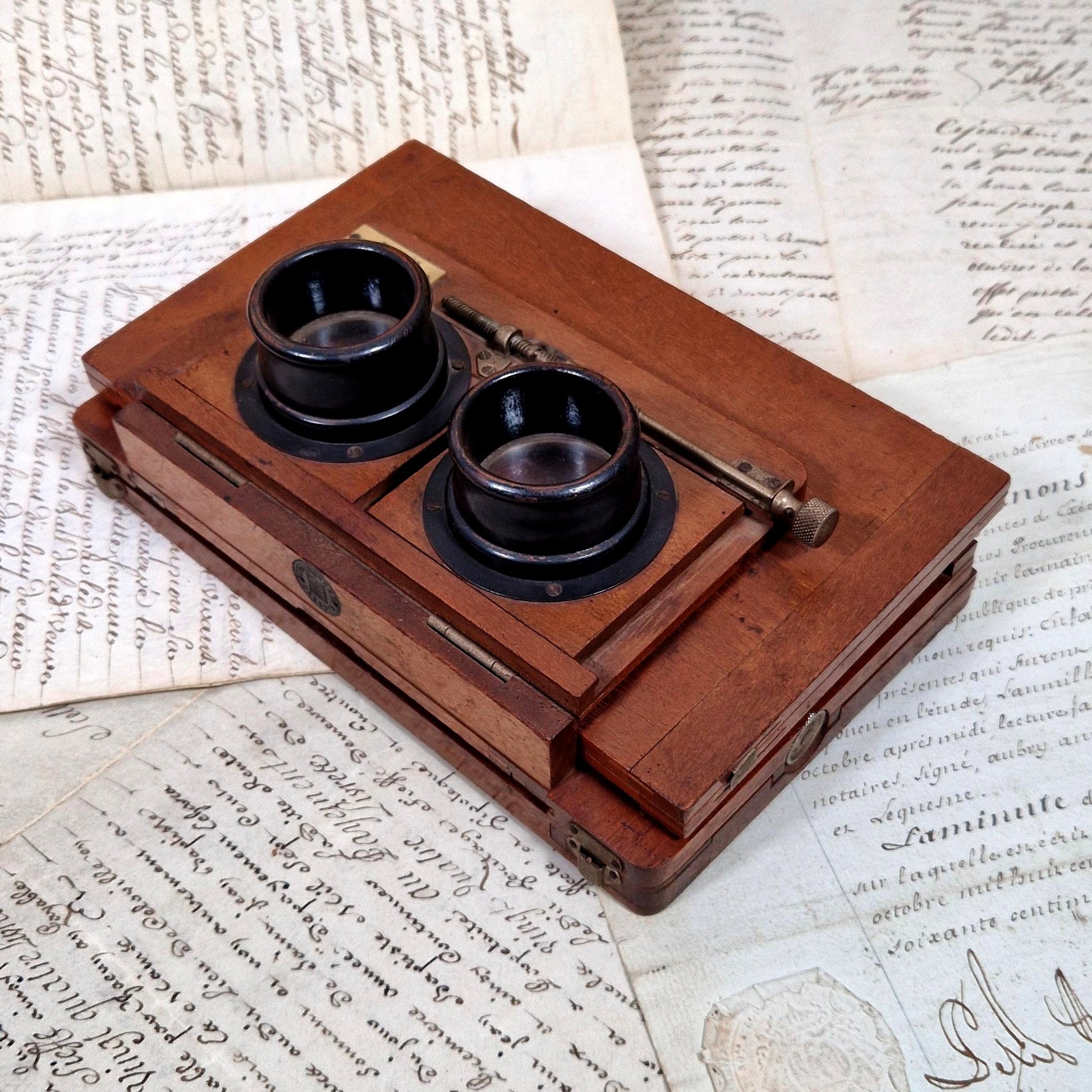 mahogany nickel stereoscope ernemann